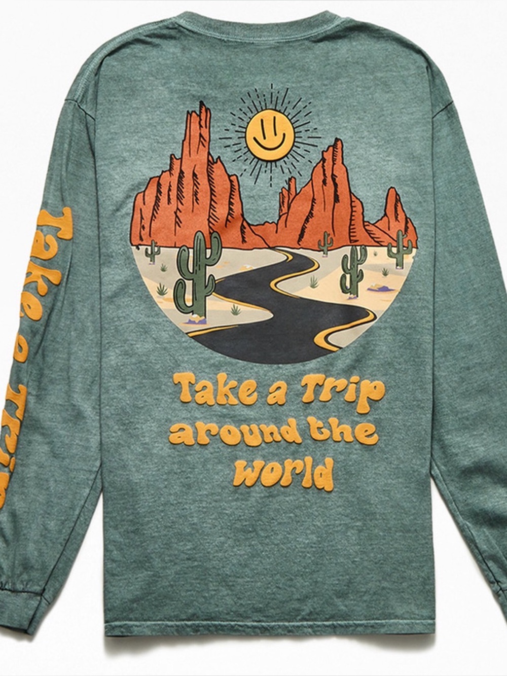 Pacsun Take A Trip Long Sleeve T-Shirt Sz S Logo Spellout Hike Travel Summer